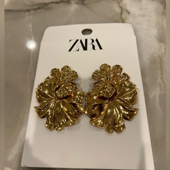 Zara bohemian metallic floral earrings NWT✨✨✨ - Picture 6 of 8